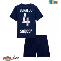 Camiseta Paris Saint-Germain Lucas Beraldo #4 Primera Equipación para niños 2025-26 manga corta (+ pantalones cortos)